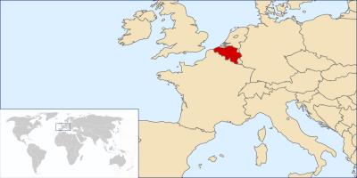 Belgio mappa nella mappa del mondo