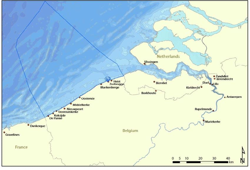 Mappa di Belgio costa