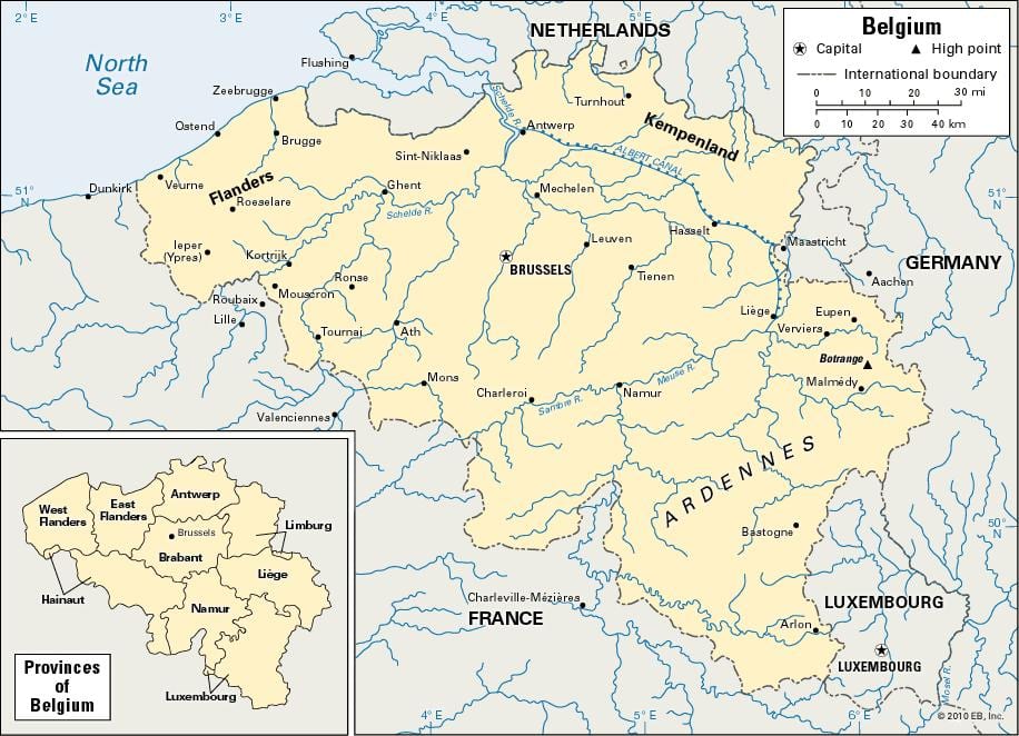 Mappa di Belgio fiume