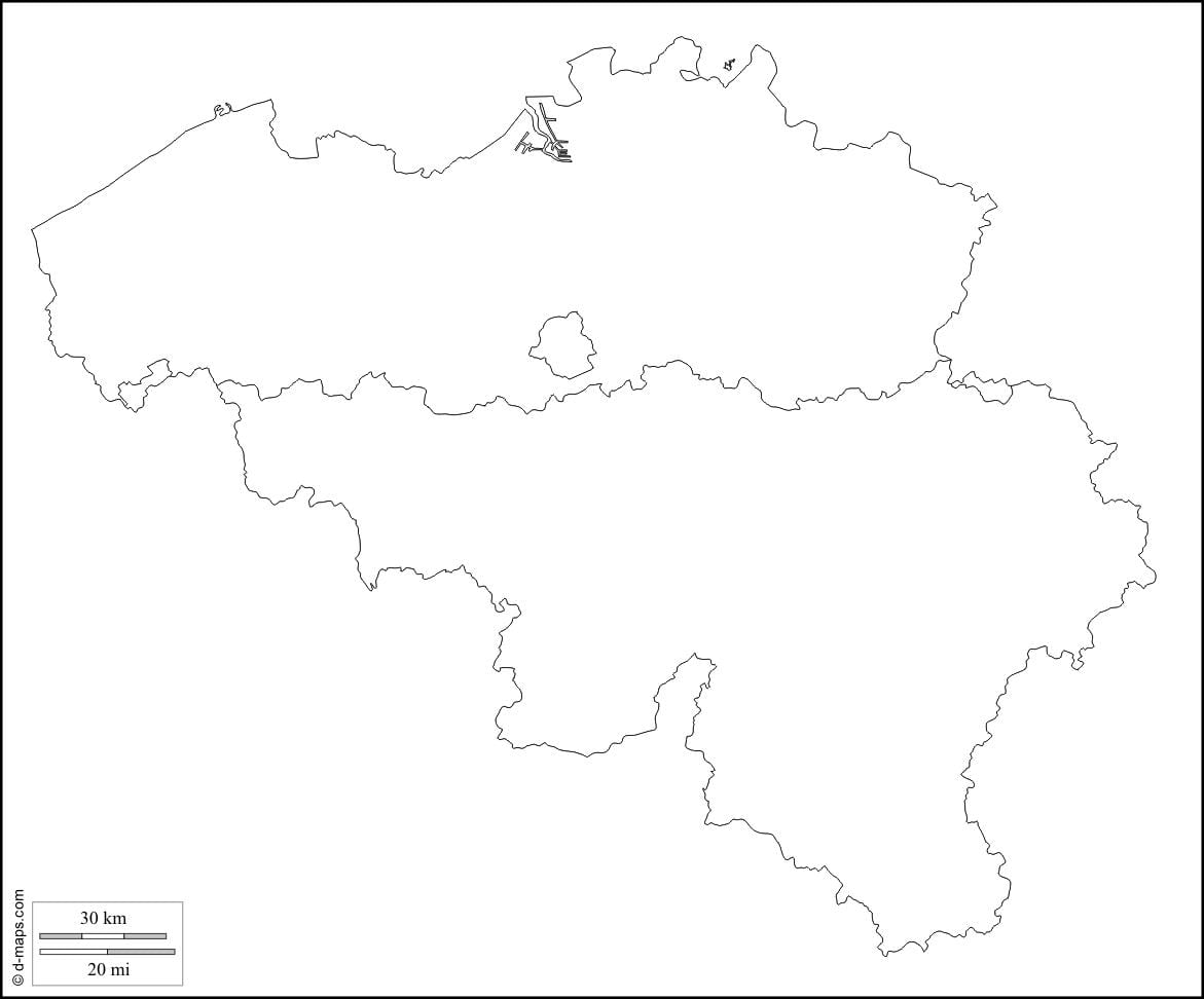 Mappa di Belgio contorno