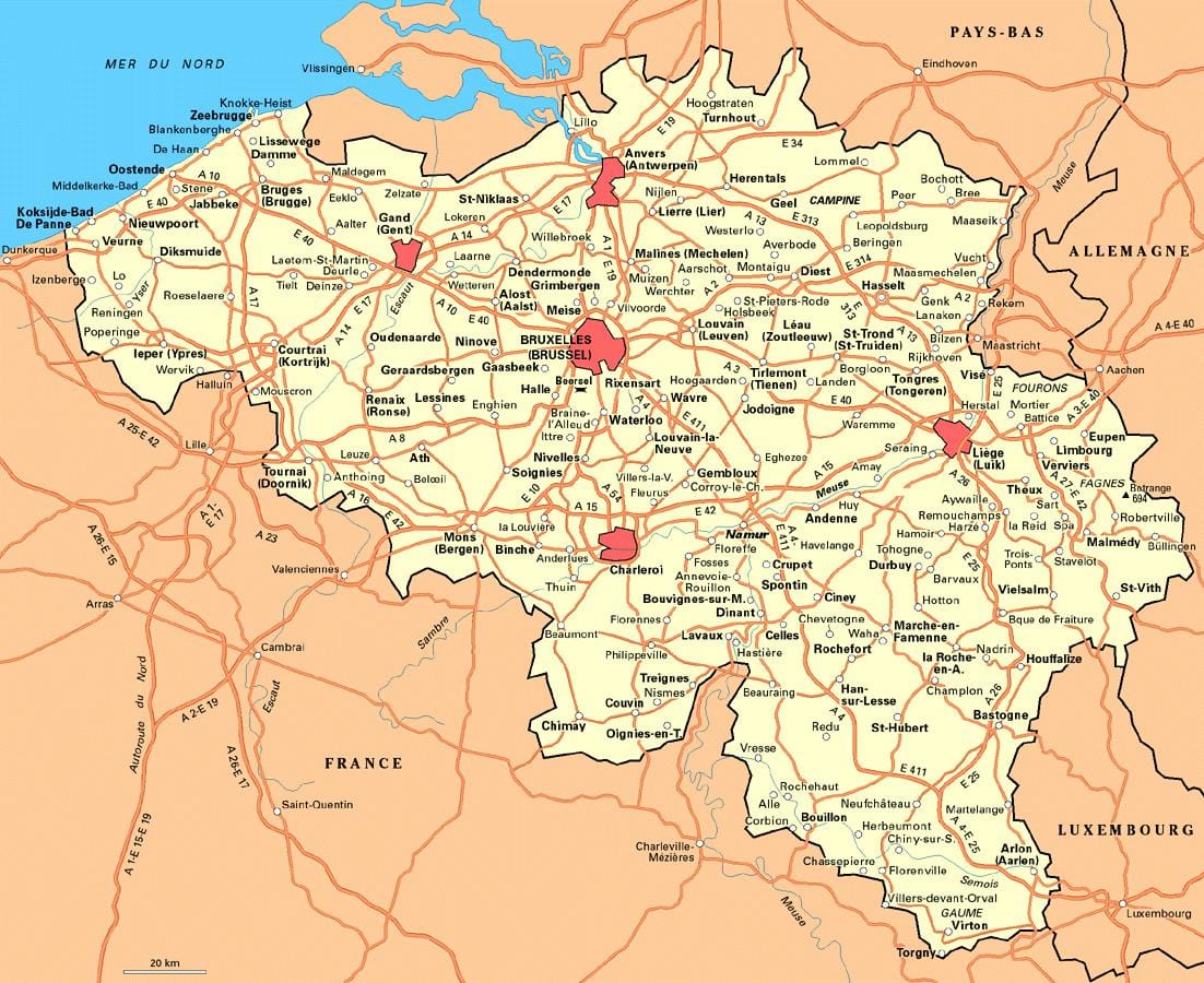 Mappa di mappa Belgio