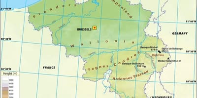 Mappa di Belgio elevazione