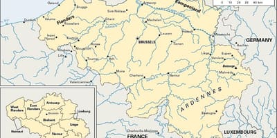 Mappa del Belgio e dei paesi circostanti